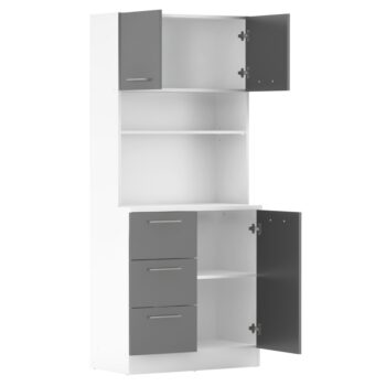 Vneste do svojho domova poriadok a štýl s trojdverovým kredencem LASET NEW! Tento elegantný kus nábytku je vyrobený z laminovanej DTD s hrúbkou 1,6 cm a vyniká modernou kombináciou bielej a grafitovej farby, ktorá priestoru dodá sviežosť a súčasný…