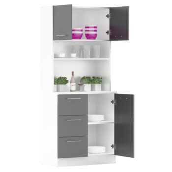 Vneste do svojho domova poriadok a štýl s trojdverovým kredencem LASET NEW! Tento elegantný kus nábytku je vyrobený z laminovanej DTD s hrúbkou 1,6 cm a vyniká modernou kombináciou bielej a grafitovej farby, ktorá priestoru dodá sviežosť a súčasný…