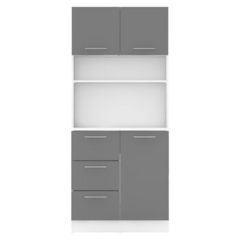 Vneste do svojho domova poriadok a štýl s trojdverovým kredencem LASET NEW! Tento elegantný kus nábytku je vyrobený z laminovanej DTD s hrúbkou 1,6 cm a vyniká modernou kombináciou bielej a grafitovej farby, ktorá priestoru dodá sviežosť a súčasný…