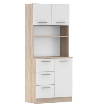 Vneste do svojho domova poriadok a štýl s trojdverovým kredencem LASET NEW! Tento elegantný kus nábytku je vyrobený z laminovanej DTD s hrúbkou 1,6 cm a vyniká modernou kombináciou dub sonoma a bielej farby, ktorá priestoru dodá sviežosť a súčasný…