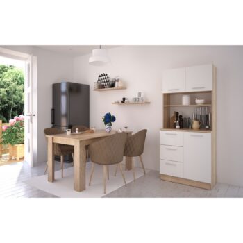 Vneste do svojho domova poriadok a štýl s trojdverovým kredencem LASET NEW! Tento elegantný kus nábytku je vyrobený z laminovanej DTD s hrúbkou 1,6 cm a vyniká modernou kombináciou dub sonoma a bielej farby, ktorá priestoru dodá sviežosť a súčasný…