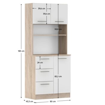 Vneste do svojho domova poriadok a štýl s trojdverovým kredencem LASET NEW! Tento elegantný kus nábytku je vyrobený z laminovanej DTD s hrúbkou 1,6 cm a vyniká modernou kombináciou dub sonoma a bielej farby, ktorá priestoru dodá sviežosť a súčasný…
