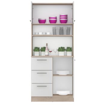 Vneste do svojho domova poriadok a štýl s trojdverovým kredencem LASET NEW! Tento elegantný kus nábytku je vyrobený z laminovanej DTD s hrúbkou 1,6 cm a vyniká modernou kombináciou dub sonoma a bielej farby, ktorá priestoru dodá sviežosť a súčasný…
