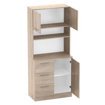 Vneste do svojho domova poriadok a štýl s trojdverovým kredencem LASET NEW! Tento elegantný kus nábytku je vyrobený z laminovanej DTD s hrúbkou 1,6 cm a vyniká modernou farbou dub sonoma, ktorá priestoru dodá sviežosť a súčasný vzhľad. Kredenc je ideálnym…