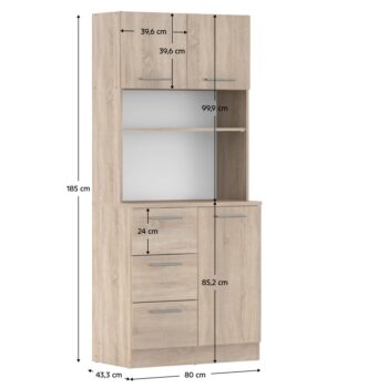 Vneste do svojho domova poriadok a štýl s trojdverovým kredencem LASET NEW! Tento elegantný kus nábytku je vyrobený z laminovanej DTD s hrúbkou 1,6 cm a vyniká modernou farbou dub sonoma, ktorá priestoru dodá sviežosť a súčasný vzhľad. Kredenc je ideálnym…