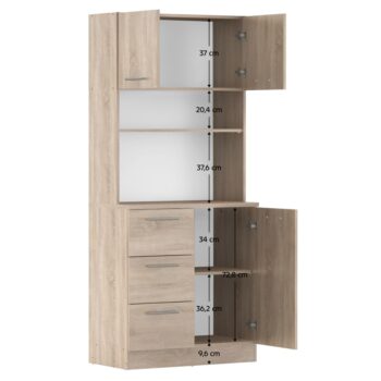 Vneste do svojho domova poriadok a štýl s trojdverovým kredencem LASET NEW! Tento elegantný kus nábytku je vyrobený z laminovanej DTD s hrúbkou 1,6 cm a vyniká modernou farbou dub sonoma, ktorá priestoru dodá sviežosť a súčasný vzhľad. Kredenc je ideálnym…