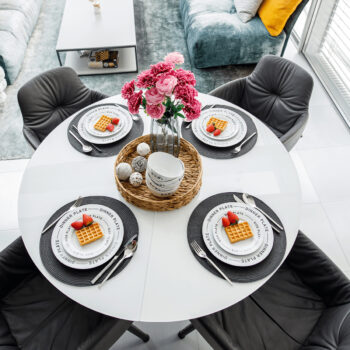 KONDELA Laurel porcelánová jedálenská súprava (12 ks) biela / čierna – Obrázok 2