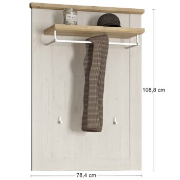 Vešiakový panel s policou LAVRION H si Vás získa svojou jednoduchosťou, čistou líniou, univerzálnosťou a hlavne praktickosťou. Panel pozostáva z priestrannej zadnej dosky, háčikov, vešiakovej tyče a praktickej police, na ktorú môžete položiť dekoratívne prvky alebo prikrývky hlavy či úložné boxy…