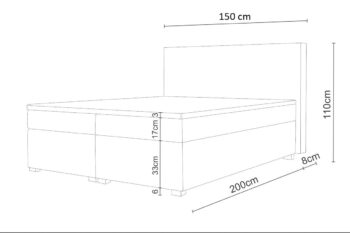 Štýlová a elegantná posteľ LEMOND, patrí medzi moderné manželské postele. Patrí k posteliam typu BOXSPRING. Dizajnovým prvkom je jej čelo, ktoré tiež ochráni vašu stenu pred oderom. Posteľ je čalúnená. Použitá je kvalitná látka COSMIC 10. Súčasťou postele je matrac a rošt, bez topperu. Pre väčší komfort si môžete dokúpiť praktický vrchný krycí matrac TOPPER (viď. doporučené produkty). Rozmery (š,v,h): 150 x 110 x 208 cm. Výška nožičiek: 6 cm. Spacia plocha: 140 x 200 cm. Ďalšie rozmery viď. foto. Maximálna nosnosť postele: 240 kg. V našej ponuke nájdete aj ďalšie prevedenia a rozmery postelí LEMOND. Dodávame v demontovanom stave.