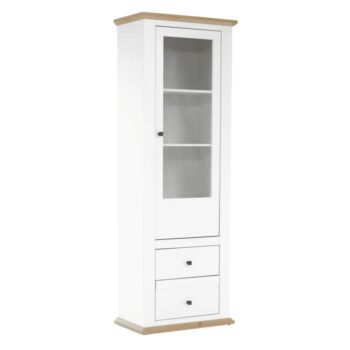 Na modernej vlne prichádza vitrína LEON MZ4. Jej rozmery sú (ŠxHxV): 70x40x200 cm. Zdobia ju skromné, ale elegantné kovové úchytky. Disponuje úložným priestorom v podobe dvoch zásuviek a skrinky s dvierkami so sklom. Provensálsky sektorový nábytok LEON Vám pomôže zariadiť si domov funkčne a štýlovo…