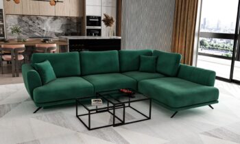 LERDE je mimoriadne útulná a zároveň pohodlná rohová sedačka v tvare L s rozmermi 280 x 191 x 90 cm v látke Loco 35 v pravom prevedení.Medzi charakteristické znaky patrí: stabilná konštrukcia, tlmený, ale zaujímavý vzhľad, čalúnené operadlo, veľké vankúše, štýlové nohy dodávajúce ľahkosť celej konštrukcii a hlboký, mäkký sedák z HR peny. Zaručuje tiež správnu polohu tela počas odpočinku a značné pohodlie. Rohová sedačka Lerde je multifunkčný kus nábytku, pretože poskytuje maximálny komfort vo dne aj v noci. Po rozložení pohovky pomocou intuitívneho a nekomplikovaného mechanizmu Delphin získate plochu na spanie 126 x 240 cm a priestranný úložný priestor na lôžkoviny.Rohová sedačka Lerde je kus nábytku, ktorý splní všetky vaše požiadavky. Má všetko, čo je potrebné na dosiahnutie najvyššej úrovne pre relax a pohodlie. Nosnosť: 320 kgPlocha na spanie: 126 x 240 cmRozmery(ŠxHxV): 280 x 191 x 90 cmHĺbka sedacej plochy:60cm, šírka sedacej plochy:240 cm, výška sedu: 42 cm, výška nôh: 13cm, materiál kov.Upozornenie: Váš monitor z hľadiska nastavenia nemusí zobrazovať farby také, ako sú v skutočnosti.