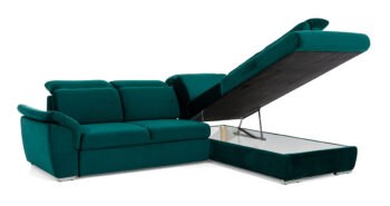 NABBI Leren P rohová sedačka s rozkladom a úložným priestorom čierna (Velvet Mat 99) - Image 3