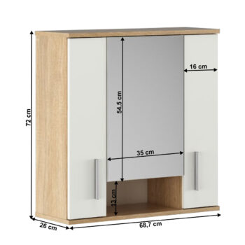 KONDELA Lessy New 1 kúpeľňová skrinka na stenu biela / dub sonoma - Image 2