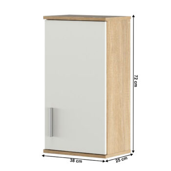 KONDELA Lessy New 4 kúpeľňová skrinka na stenu biela / dub sonoma - Image 2