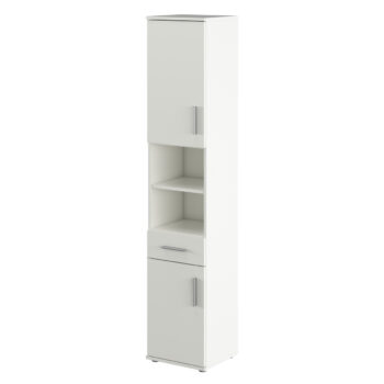 Predstavujeme vám kúpeľňovú skrinku Lessy New 5 v elegantnej bielej farbe, ktorá je ideálnym riešením pre moderné interiéry. Táto skrinka od renomovanej značky KONDELA je navrhnutá tak, aby splnila všetky vaše potreby na úložný priestor v kúpeľni.
