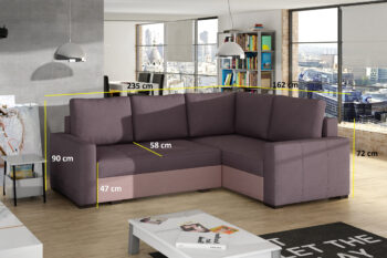 Rohová sedačka LEVICA je v jednoduchom no zároveň atraktívnom prevedení. Moderné línie sedačky uchvátia aj náročnejších zákazníkov. Je vhodná do rôznych typov interiérov.Sedačka je vyrobená z kvalitných bonellových pružín, v kombinácii s PUR penou . Na sedadle je hustota PUR peny T3040. Na operadle je hustota peny T2542. Farebné prevedenie sedačky je v kombinácii: látky Monolith 09 a Monolith 29.Sedačka je rohová, rozkladacia. Disponuje tiež praktickým úložným priestorom. Sedačka je v ľavom prevedení. V ponuke máme sedačku LEVICA aj v pravom prevedení.Hĺbka sedadla: 58 cm. Výška sedadla: 47 cm. Výška sedačky bez vankúšov: 72 cm. Spacia plocha: 195 x 135 cm. Je vhodná na príležitostné spanie.Rozmery sedačky (š,v,h): 235 x 90 x 162 cm.V ponuke sú tiež ďalšie farebné prevedenia sedačky.Dodávame v demontovanom stave.