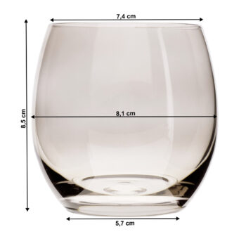 Predstavujeme vám elegantný pohár na vodu Lilo Typ 4, ktorý je súčasťou sady šiestich kusov. Tento pohár s objemom 450 ml je ideálnym doplnkom pre každodenné stolovanie aj špeciálne príležitosti. Jeho moderný vzhľad a tmavohnedá dymová farba dodajú vášmu stolu štýlový nádych.