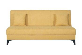 Model LIMAN predstavuje veľmi elegantnú pohovku, ktorú v prípade potreby môžete rozložiť a využiť na príležitostné spanie nielen pre vás, ale aj vašich hostí. Dokonale sa hodí do malých bytov a kancelárií. Vďaka jej menším rozmerom a vysokým nožičkám bude interiér vyzerať priestrannejší a vzdušnejší. Pohodlná moderná pohovka LIMAN s funkciou spania bude praktickým kúskom do každého interiéru pre každodenný odpočinok. Za komfort sedenia a spania sú zodpovedné pružiny Bonnell a vysoko kvalitná PUR pena. Úložný priestor pod sedákom ocení každý majiteľ. Sedačka je čalúnená kvalitnou žltou poťahovou látkou a stojí na čiernych plastových nožičkách.Špecifikácia:spacia plocha po rozložení: 182x108 cmcelkové rozmery: H:78 / Š:185 / V:90 cmDodávame v demonte. 