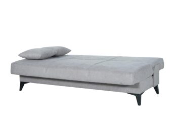 Model LIMAN predstavuje veľmi elegantnú pohovku, ktorú v prípade potreby môžete rozložiť a využiť na príležitostné spanie nielen pre vás, ale aj vašich hostí. Dokonale sa hodí do malých bytov a kancelárií. Vďaka jej menším rozmerom a vysokým nožičkám bude interiér vyzerať priestrannejší a vzdušnejší. Pohodlná moderná pohovka LIMAN s funkciou spania bude praktickým kúskom do každého interiéru pre každodenný odpočinok. Za komfort sedenia a spania sú zodpovedné pružiny Bonnell a vysoko kvalitná PUR pena. Úložný priestor pod sedákom ocení každý majiteľ. Sedačka je čalúnená kvalitnou sivou poťahovou látkou a stojí na čiernych plastových nožičkách.Špecifikácia:spacia plocha po rozložení: 182x108 cmcelkové rozmery: H:78 / Š:185 / V:90 cmDodávame v demonte. 