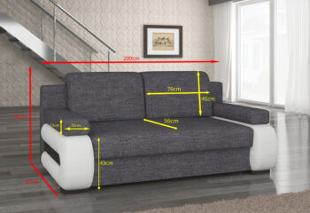 NABBI Limia rozkladacia pohovka sivá (Sawana 05) / čierna (Soft 11) – Obrázok 4