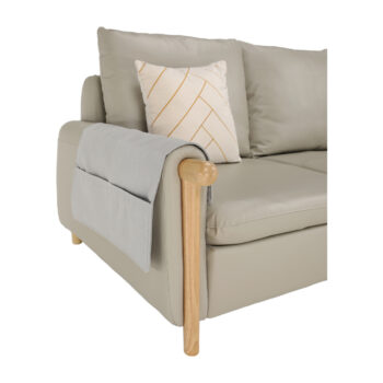 KONDELA Linsy trojsedačka svetlosivá / svetlý orech – Obrázok 5