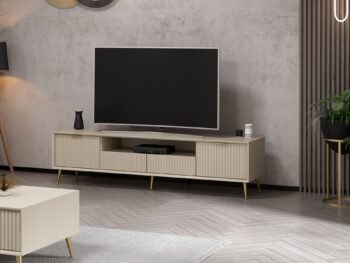 TV stolík LISA – Elegantný a praktický doplnok do vašej obývačkyTV stolík LISA je ideálnym riešením pre moderné obývacie izby. Vďaka svojmu minimalistickému dizajnu vo farbe pieskovca pôsobí elegantne a ľahko zapadne do rôznych typov interiérov. Štyri plné dvierka poskytujú dostatok úložného priestoru pre vaše multimediálne zariadenia, káble a ďalšie nevyhnutnosti.Hlavné vlastnosti produktu:Typ tovaru: TV stolíkVhodné do miestnosti: Obývacia izbaMateriál: Melamín, VT laminátRozmery: 45 x 180 x 35 cmFarba: PieskovecVybavenie: Dvierka plnéPočet dvierok: 4Hrúbka materiálu: 18 mmDodatočné informácie: Dodávame v demonteTV stolík LISA je vyrobený z kvalitných materiálov, ktoré zaisťujú dlhú životnosť a ľahkú údržbu. Jeho praktické usporiadanie a moderný dizajn z neho robí nepostrádateľný prvok vašej obývačky. kino a príslušenstvo!