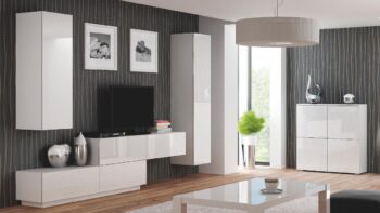 HALMAR Livo KM-100 komoda biela / biely lesk – Obrázok 2