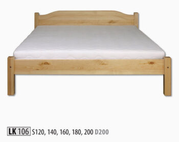 LK106 Posteľ - korpus šírka 140 cm. Posteľ z masívneho borovicového dreva. Farebné prevedenie: prírodná borovica. Možnosť namorenia na odtieň jelša, orech a dub. Možnosť doobjednať rošt a matrac - nie sú v cene postele.