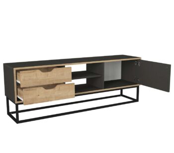 Zoznámte sa s LORES, TV stolíkom, ktorý kombinuje funkčnosť s moderným dizajnom, ideálny pre každú obývaciu izbu. Jeho elegantná svetlo hnedá a antracitová farba spoločne s praktickým dizajnom poskytujú nielen úložný priestor, ale aj dotvárajú štýlový vzhľad vášho domova.Detailné špecifikácieTyp tovaru: TV stolíkMateriál: Vysoko kvalitný LTD materiál s hrúbkou 18 mm, ktorý zaisťuje vysokú odolnosť a stabilitu.Rozmery: 150 x 53.2 x 35 cm, perfektne sa hodí na umiestnenie televíznych prijímačov a inej elektroniky.Farba: Kombinácia svetlo hnedej a antracitovej, ktorá prináša moderný a sofistikovaný vzhľad.Vybavenie: Stolík obsahuje regál, dve zásuvky a jednodverovú skrinku, čo ponúka rozmanité možnosti pre organizáciu a úložný priestor.Počet dverí, dvierok: Jeden dverový segment, poskytujúci skrytý priestor na uskladnenie ďalších potrieb.Dodatočné informácie: Dodávame v demontovanom stave, čo uľahčuje transport a montáž.TV stolík LORES je výnimočný svojou multifunkčnosťou a moderným dizajnom, čo z neho robí nielen praktický, ale aj vizuálne atraktívny kus nábytku, ktorý obohatí akúkoľvek obývaciu izbu.