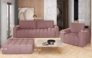 Zaujímavé prevedenie rozkladacej sedacej súpravy s úložným priestorom LOSTA 3+1+1 ihneď upúta Vašu pozornosť. Súprava je tvorená rozkladacou pohovkou, kreslom a taburetkou, vďaka čomu perfektne zapadne do Vašej domácnosti a úžasne poslúži ako doplnok na sedenie pre Vás a Vašich hostí. Zaujme…