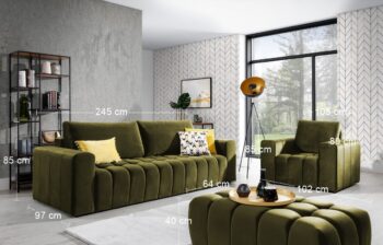 Zaujímavé prevedenie rozkladacej sedacej súpravy s úložným priestorom LOSTA 3+1+1 ihneď upúta Vašu pozornosť. Súprava je tvorená rozkladacou pohovkou, kreslom a taburetkou, vďaka čomu perfektne zapadne do Vašej domácnosti a úžasne poslúži ako doplnok na sedenie pre Vás a Vašich hostí. Zaujme…