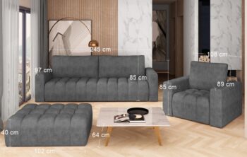 Zaujímavé prevedenie rozkladacej sedacej súpravy s úložným priestorom LOSTA 3+1+1 ihneď upúta Vašu pozornosť. Súprava je tvorená rozkladacou pohovkou, kreslom a taburetkou, vďaka čomu perfektne zapadne do Vašej domácnosti a úžasne poslúži ako doplnok na sedenie pre Vás a Vašich hostí. Zaujme…