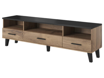 Nenápadný TV stolík LOTTA 180 3S3K dokáže nádherne oživiť obývačku a vniesť do nej jemnosť, ktorá z neho vyžaruje. Jemné línie zvýrazňuje farebné prevedenie dub wotan, ktoré príjemne dopĺňa čierna farba. Rozmery stolíka sú (ŠxHxV): 180x40x53 cm.Na jeho ploche môžete umiestniť televízor,hernú…