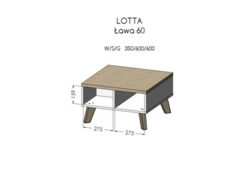 CAMA MEBLE Lotta 60 konferenčný stolík biela / dub sonoma – Obrázok 2