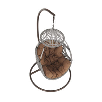 Objavte pohodlie a štýl s závesným hojdacím kreslom Luanda v elegantnej kombinácii hnedých a sivohnedých odtieňov. Toto moderné kreslo je ideálne pre všetky vekové kategórie a je určené na použitie v interiéri aj exteriéri, čo z neho robí univerzálny doplnok do vášho domova…