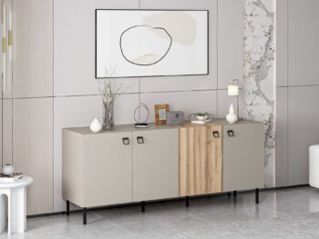 Komoda LUCY – Štýlová a praktická voľba pre vašu obývaciu izbuKomoda LUCY v modernej farbe pieskovca je ideálnym riešením pre tých, ktorí hľadajú elegantný úložný priestor do svojej obývacej izby. Široká konštrukcia a štyri plné dvierka poskytujú dostatok priestoru na organizáciu vecí, zatiaľ čo jej minimalistický dizajn dokonale zapadne do každého interiéru.Hlavné vlastnosti produktu:Typ tovaru: KomodaVhodné do miestnosti: Obývacia izbaMateriál: Melamín, VT laminátRozmery: 75 x 180 x 47 cmFarba: PieskovecVybavenie: Dvierka plnéPočet dvierok: 4Vzhľad: Široká konštrukciaHrúbka materiálu: 18 mmDodatočné informácie: Dodávame v demonteKomoda LUCY je vyrobená z kvalitných materiálov, ktoré zaisťujú jej odolnosť a jednoduchú údržbu. Vďaka svojmu elegantnému vzhľadu a praktickému usporiadaniu sa stane nepostrádateľnou súčasťou vášho domova.