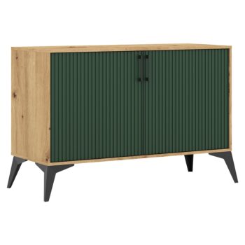Dvojdverová komoda Lugon 2D LU2 v elegantnom prevedení dub artisan a tmavozelená je ideálnym riešením pre moderné interiéry. Táto komoda od značky KONDELA ponúka praktické úložné priestory, ktoré sú vhodné na uskladnenie rôznych predmetov, či už v obývacej izbe, spálni alebo iných častiach…