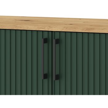 Dvojdverová komoda Lugon 2D LU2 v elegantnom prevedení dub artisan a tmavozelená je ideálnym riešením pre moderné interiéry. Táto komoda od značky KONDELA ponúka praktické úložné priestory, ktoré sú vhodné na uskladnenie rôznych predmetov, či už v obývacej izbe, spálni alebo iných častiach…