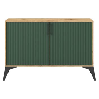 Dvojdverová komoda Lugon 2D LU2 v elegantnom prevedení dub artisan a tmavozelená je ideálnym riešením pre moderné interiéry. Táto komoda od značky KONDELA ponúka praktické úložné priestory, ktoré sú vhodné na uskladnenie rôznych predmetov, či už v obývacej izbe, spálni alebo iných častiach…