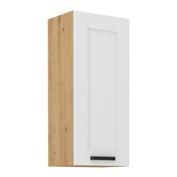 Predstavujeme vám hornú kuchynskú skrinku Lula 40 G-90 1F, ktorá je ideálnym riešením pre moderné kuchyne. Táto skrinka v elegantnom prevedení biela/dub artisan kombinuje funkčnosť s estetickým vzhľadom, čím prispieva k vytvoreniu príjemného a štýlového prostredia vo vašej kuchyni.