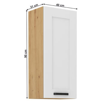 Predstavujeme vám hornú kuchynskú skrinku Lula 40 G-90 1F, ktorá je ideálnym riešením pre moderné kuchyne. Táto skrinka v elegantnom prevedení biela/dub artisan kombinuje funkčnosť s estetickým vzhľadom, čím prispieva k vytvoreniu príjemného a štýlového prostredia vo vašej kuchyni.