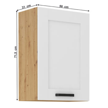 Predstavujeme vám hornú kuchynskú skrinku Lula 50 G-72 1F, ktorá je ideálnym riešením pre moderné kuchyne. Táto skrinka v elegantnom prevedení biela/dub artisan kombinuje funkčnosť s estetickým vzhľadom, čím prispieva k útulnej atmosfére vášho domova.