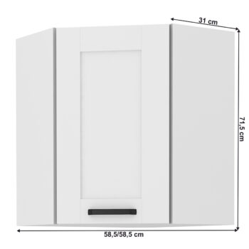 Predstavujeme vám hornú rohovú kuchynskú skrinku Lula 58x58 GN-72 1F v elegantnej bielej farbe, ktorá je ideálnym riešením pre moderné kuchyne. Táto skrinka od značky KONDELA je navrhnutá tak, aby efektívne využila priestor vo vašej kuchyni a poskytla dostatok úložného miesta…