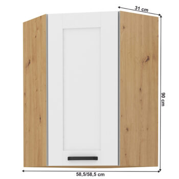Predstavujeme vám hornú rohovú kuchynskú skrinku Lula 58x58 GN-90 1F, ktorá je ideálnym riešením pre moderné kuchyne. Táto skrinka v elegantnom prevedení biela/dub artisan kombinuje funkčnosť s estetickým vzhľadom, čím prispieva k vytvoreniu príjemného a praktického prostredia…