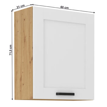 Predstavujeme vám hornú kuchynskú skrinku Lula 60 G-72 1F, ktorá je ideálnym riešením pre moderné kuchyne. Táto skrinka v elegantnom prevedení biela/dub artisan prinesie do vašej kuchyne nielen funkčnosť, ale aj štýlový vzhľad.