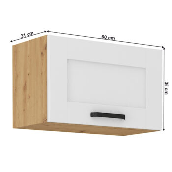 Predstavujeme vám hornú kuchynskú skrinku Lula 60 GU-36 1F, ktorá je ideálnym riešením pre moderné kuchyne. Táto skrinka v elegantnom prevedení biela/dub artisan kombinuje funkčnosť a štýl, čím dodáva vašej kuchyni svieži a súčasný vzhľad.