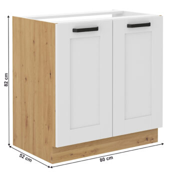 Drezová kuchynská skrinka Lula 80 ZL 2F BB v elegantnom prevedení biela/dub artisan je ideálnym riešením pre moderné kuchyne. Táto skrinka, ktorá patrí do kategórie nábytku pre kuchyňu a jedáleň, ponúka praktické úložné priestory a štýlový dizajn, ktorý sa hodí do každého…