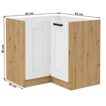 Predstavujeme vám dolnú rohovú kuchynskú skrinku Lula 89x89 ND 1F BB, ktorá je ideálnym riešením pre moderné kuchyne. Táto skrinka v elegantnom prevedení biela/dub artisan kombinuje funkčnosť a štýl, čím dodáva vašej kuchyni svieži a sofistikovaný vzhľad.