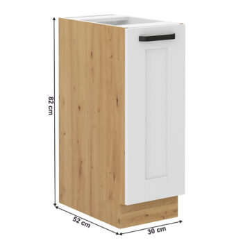 Dolná kuchynská skrinka s výsuvným košom Lula D30 Cargo v elegantnom prevedení biela/dub artisan je ideálnym riešením pre moderné kuchyne. Táto skrinka, patriaca do portfólia značky KONDELA, ponúka praktické úložné priestory a štýlový dizajn, ktorý sa hodí do každého interiéru.