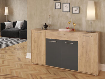 Domov je miestom, kde sa cítime bezpečne a príjemne. Aby ste tento pocit ešte umocnili, je dôležité zariadiť si interiér s citom pre detail. Komoda LUNIA je štýlovým a praktickým doplnkom, ktorý dodá vašej domácnosti útulnú atmosféru. Elegantné prevedenie v dekore dub artisan a grafit&nbsp…